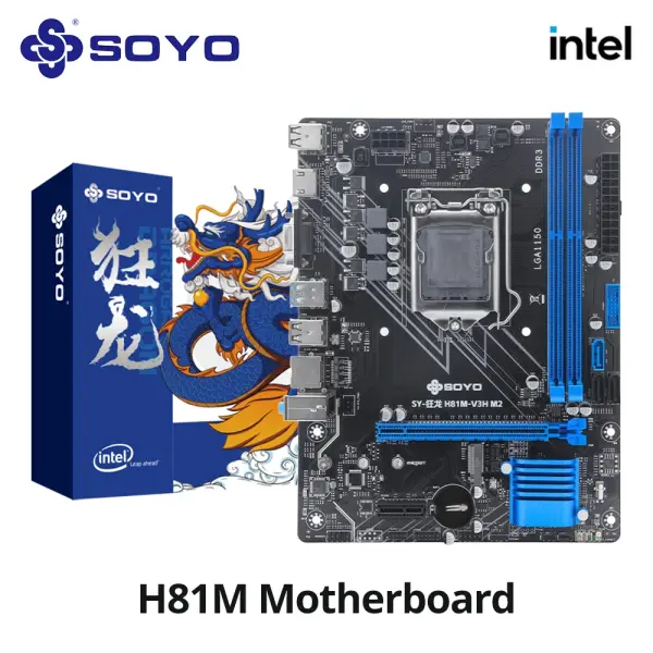 Soyo h81m placa-mãe para jogos, canal duplo ddr3 m.2 nvme pciex16 hdmi vga interface lga 1150 suporta intel core 4th gen cpu
