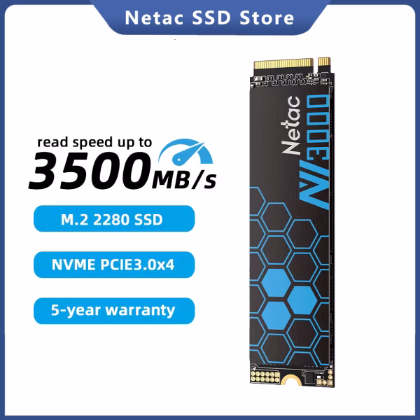 SSD NVMe Netac M2 HD 250GB 500GB 1TB 2TB Interno M.2 2280 para PC com Placa Mãe X99, Unidade de Estado Sólido NV3000