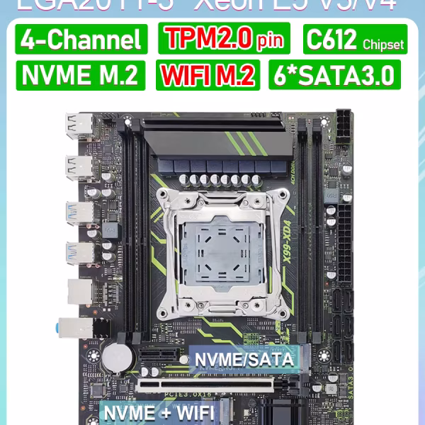 X99 ​ Placa-mãe XD4 tpm 2.0 Xeon Kit E5 2680 2690 V4 CPU DDR4 RAM combo completo LGA 2011 V3 placas-mãe X99 com processador