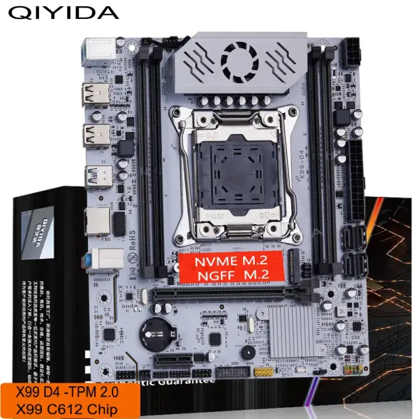 Placa base QIYIDA X99 D4-TPM2.0 LGA 2011 3 con ranura M.2 compatible con memoria DDR4 X99 C612chip SATA3.0 USB3.0 PCI16X
