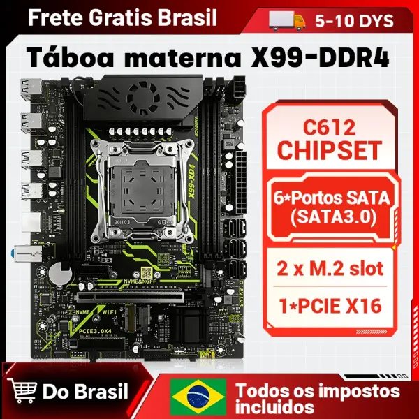 Kit de Placa Base SZSJKJ X99 D4 Compatible con TPM2.0, Interfaz M.2 NVME SATA3.0, Placa Base para PC con CPU Xeon E5 2682 V4 para Memoria DDR4