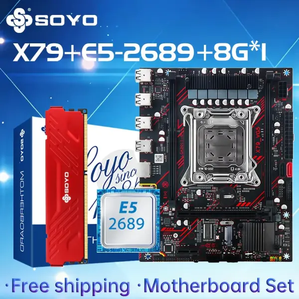 Placa-Mãe para Jogos X79 LGA 2011 com CPU E5 2689, 8G *1 DDR3 ECC RAM, Componentes de Computador M.2 SOYO