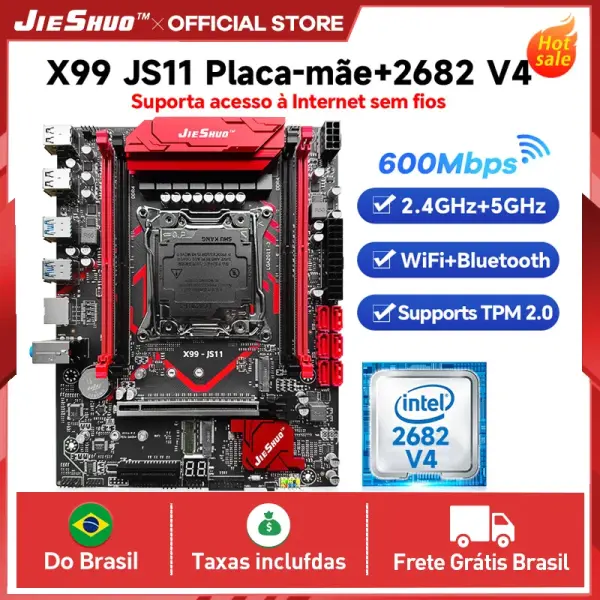 Placa Mãe JIESHUO X99-JS11 + Xeon E5-2682 V4 Kit Completo para Jogos DDR4 2133MHz Versão WiFi