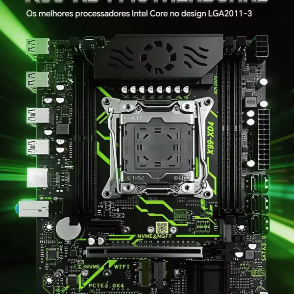 Placa-Mãe SZSJKJ X99 DDR4 ATX com Kit CPU Xeon E5 2680 V4, Suporte TPM2.0, NVME M.2, USB3.0 e Memória RAM DDR4 de Quatro Canais