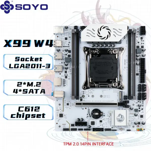 Placa base SOYO X99 DDR4 LGA2011-3 con ranura M 2 compatible con chipset C612, doble canal DDR4, SATA 3,0, refrigeración blanca blindada