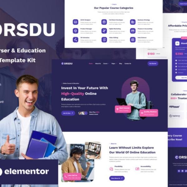 Corsdu Online Courses Education Elementor Temp