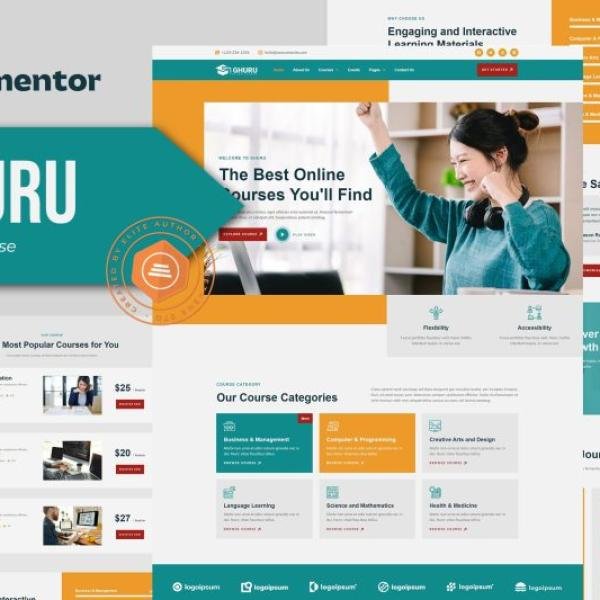 Ghuru Online Course Education Elementor Templa