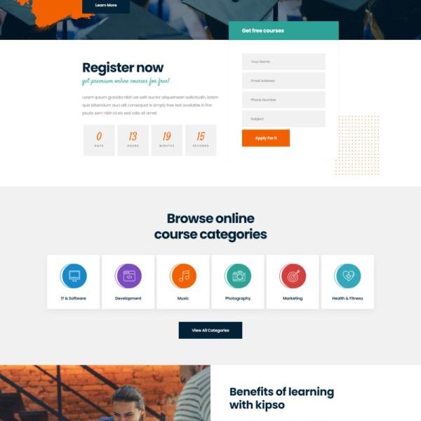 Kipso Online Education Learning Elementor Templa