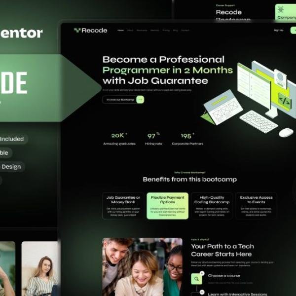 Recode Coding Bootcamp Elementor Template Kit