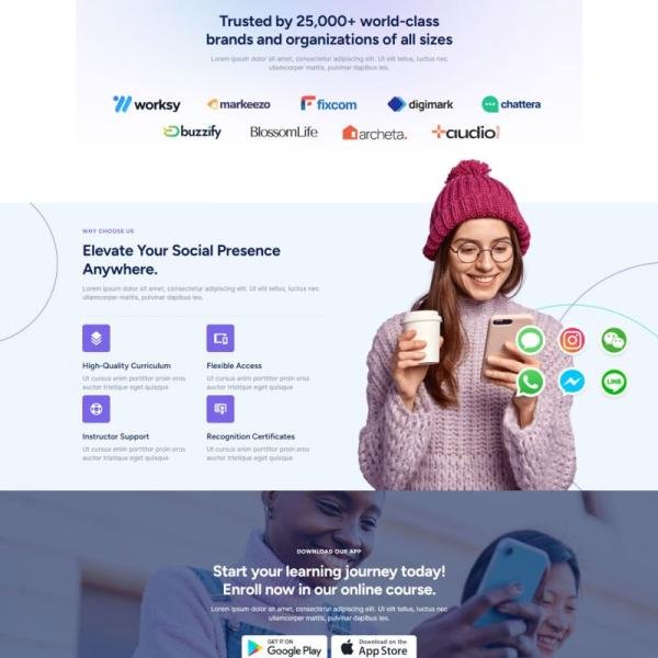 Socioacademy Social Media Management Course Elementor Template